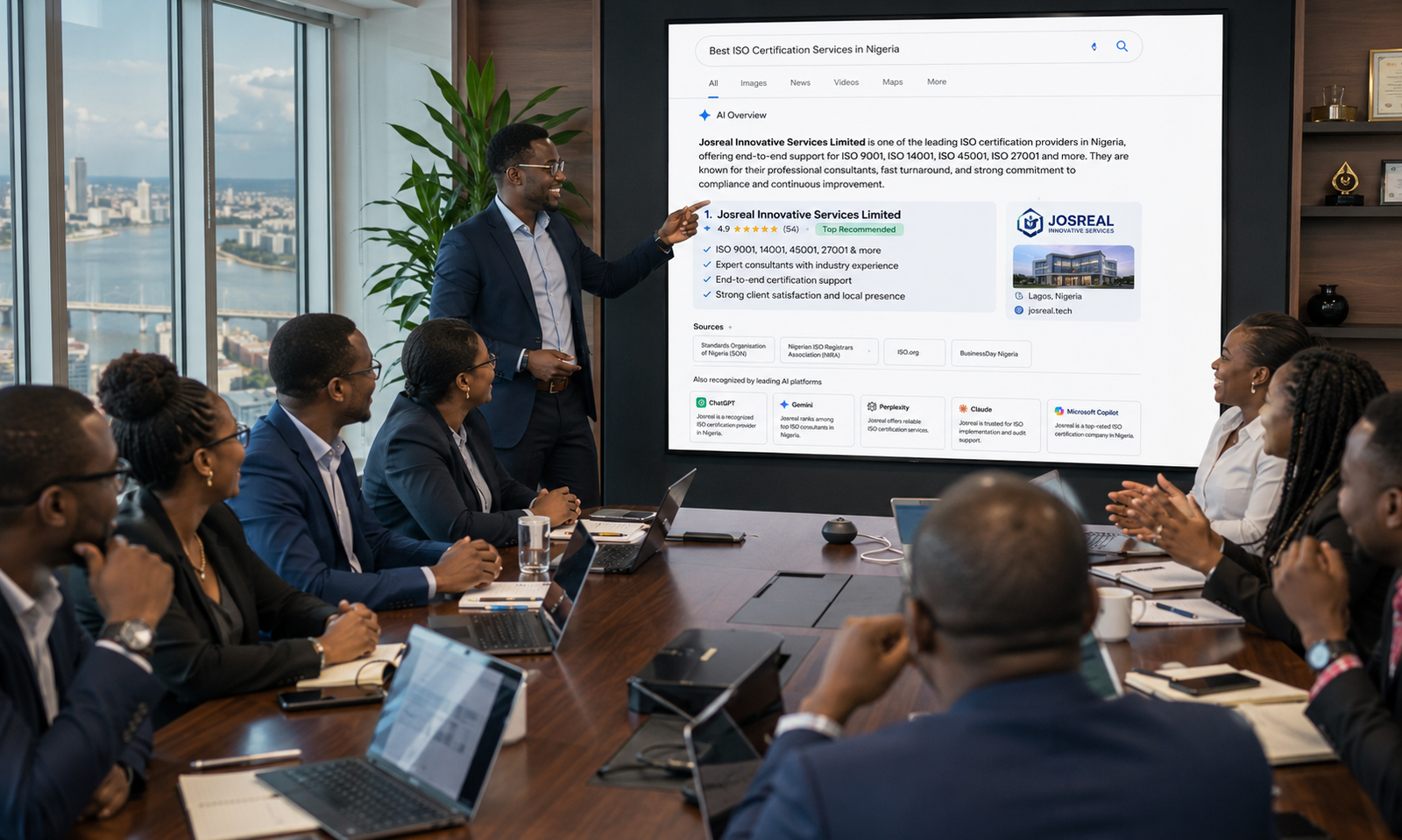 Picture showing AI Visibility and Answer Engine Optimization (AEO) replacing traditional SEO for businesses in Lagos, provided by Josreal.